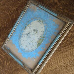 Vintage/Antique Gold and Blue Jewelry Box (needs TLC)